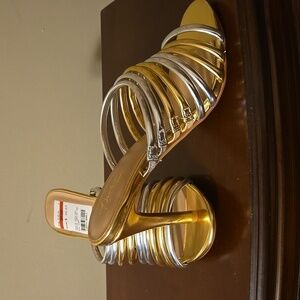 Thalia Sodi Imelda Gold and Silver Heeled Sandals Size 7.5